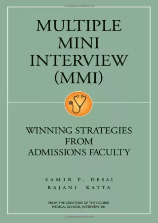 DOWNLOAD/PDF Multiple Mini Interview: Winning Strategies from Admissions Faculty