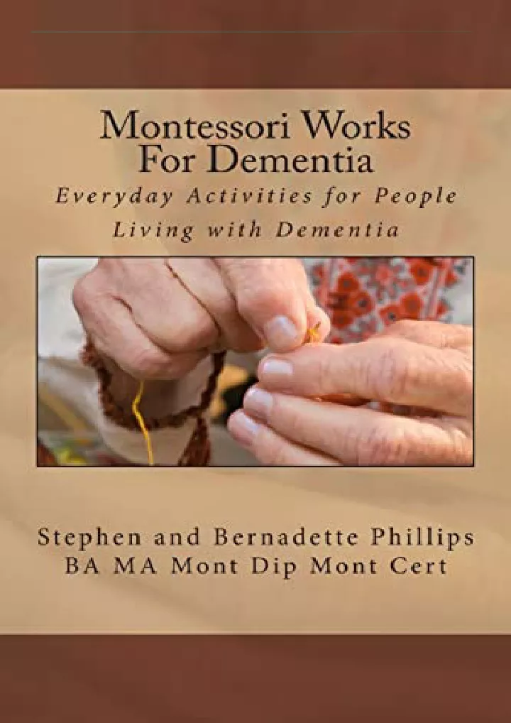 montessori works for dementia everyday activities