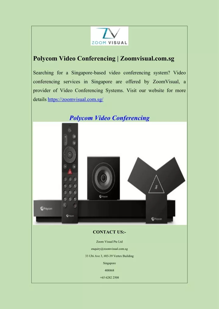 polycom video conferencing zoomvisual com sg