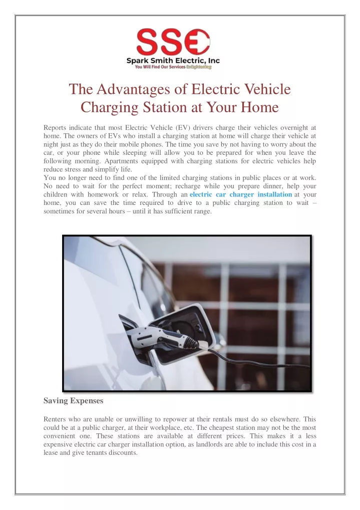 the advantages of electric vehicle charging