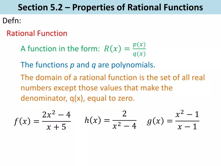 section 5 2 properties of rational functions