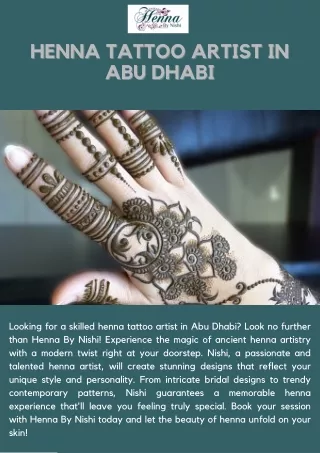 Best Henna Tattoo Artist in Abu Dhabi | Henna By Nishi