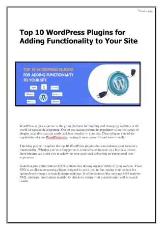 Top 10 WordPress Plugins for Adding Functionality to Your Site- 2
