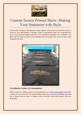 Custom Screen Printed Shirts Making Your Statement with Style