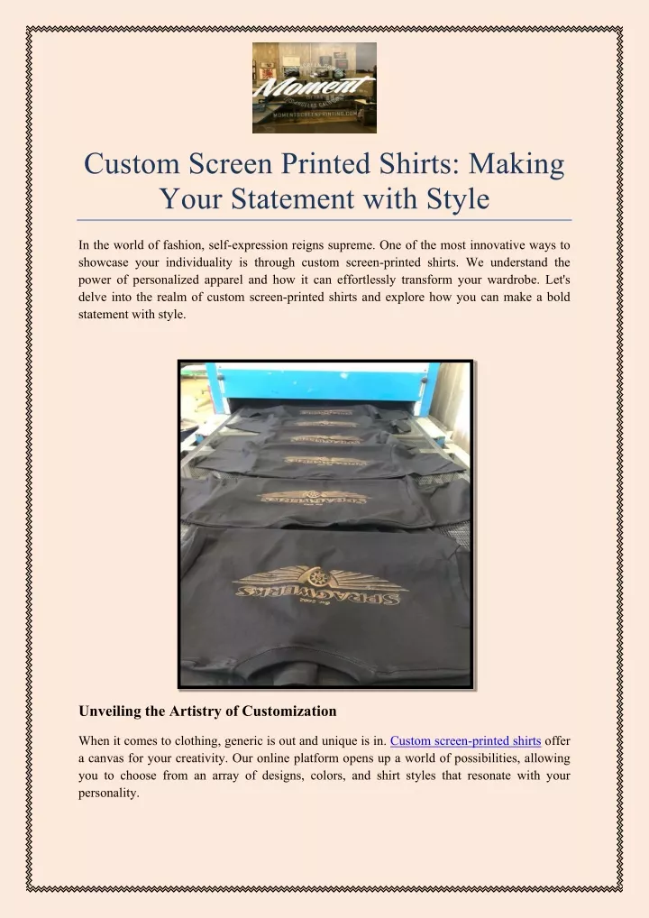 custom screen printed shirts making your