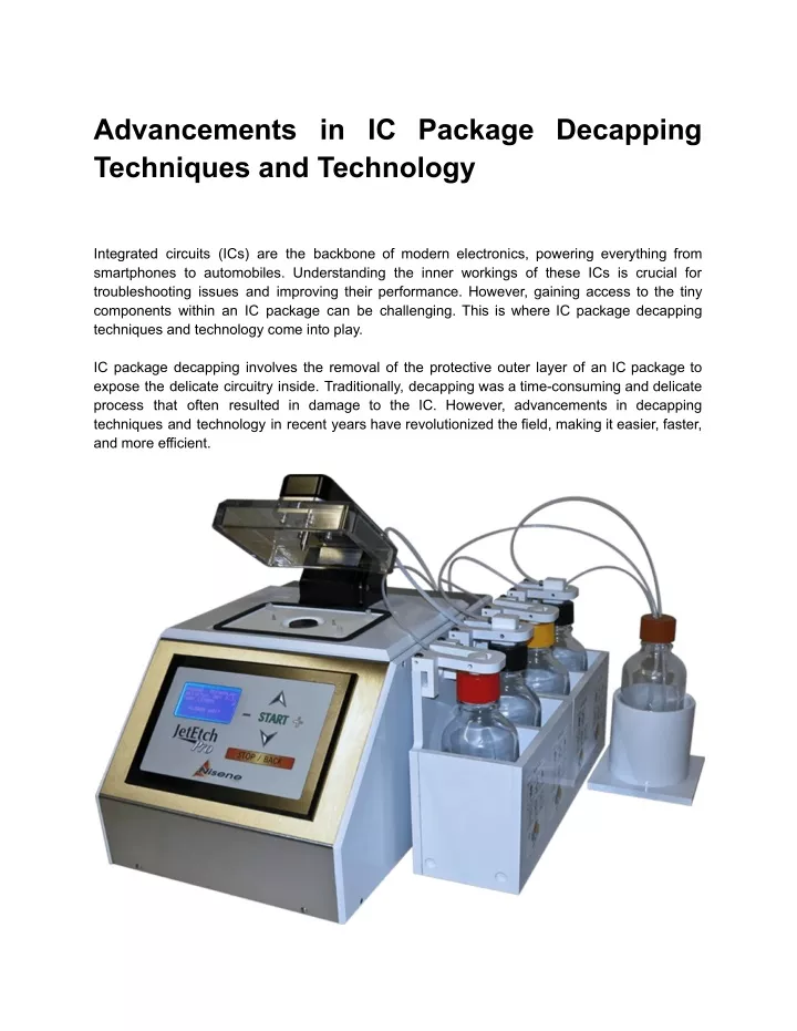 advancements in ic package decapping techniques