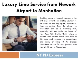 Luxury Limo Service from Newark Airport to Manhattan