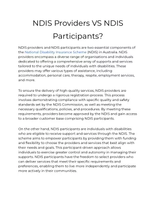 ndis providers vs ndis participants