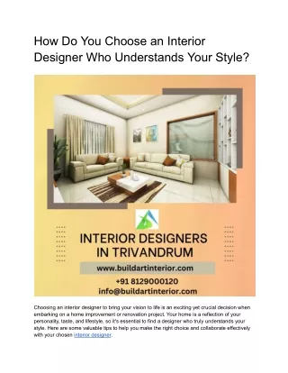 How Do You Choose an Interior Designer Who Understands Your Style