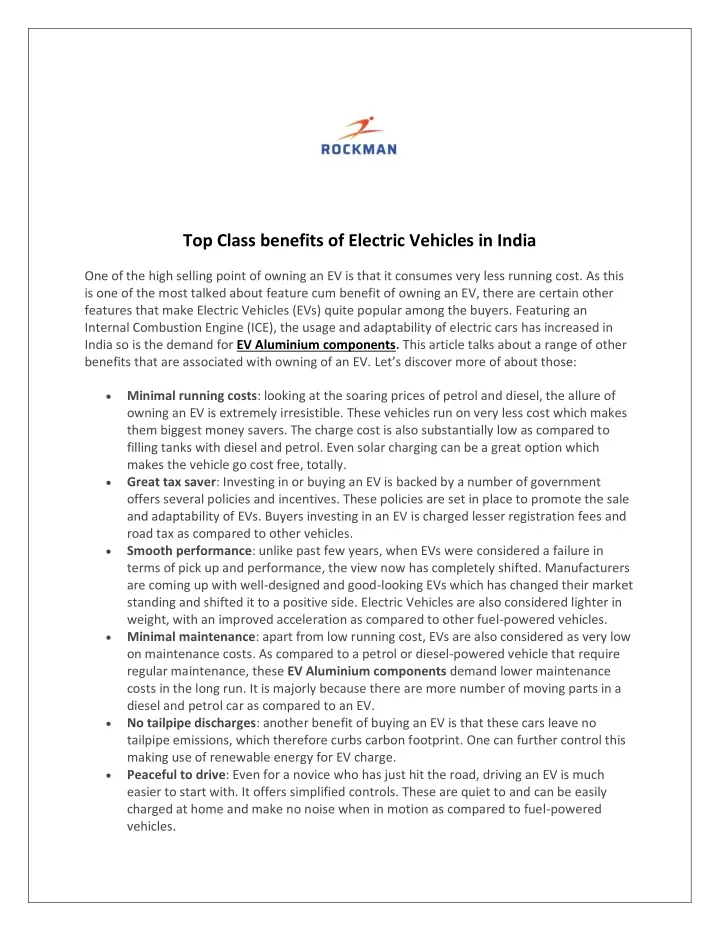 top class benefits of electric vehicles in india