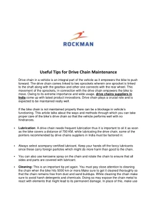 useful tips for drive chain maintenance