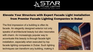 Elevate Your Structure with Expert Facade Light Installation from Premier Facade Lighting Companies in Dubai