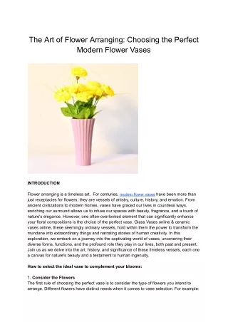 The Art of Flower Arranging_ Choosing the Perfect Vase