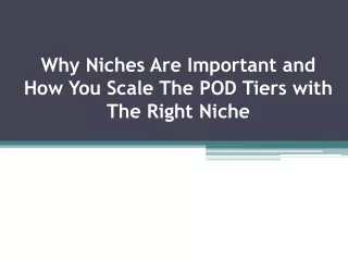 Why Niches Are Important and How You Scale The POD Tiers with The Right Niche