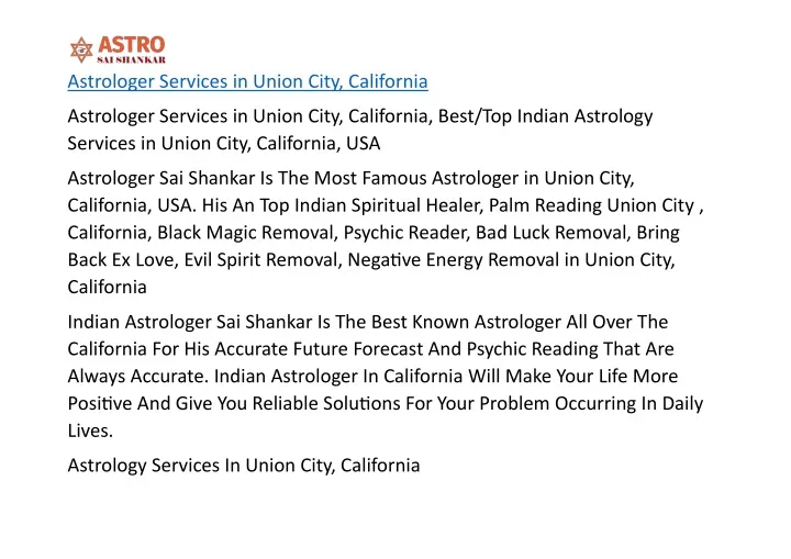astrologer services in union city california
