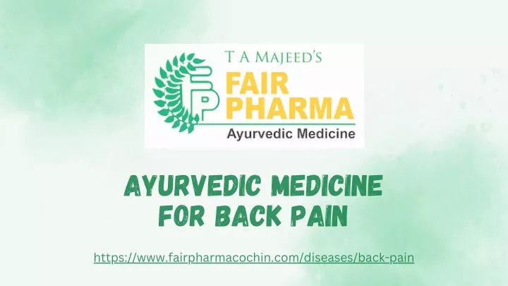 ayurvedic medicine for back pain