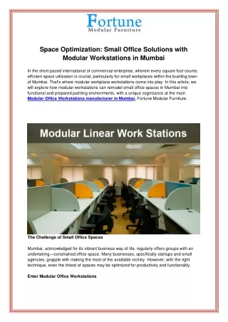Space Optimization Small Office Solutions with Modular Workstations in Mumbai