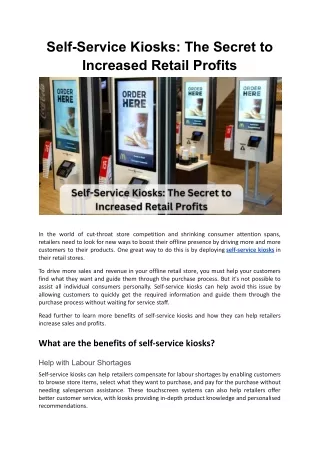 Self-Service Kiosks: The Secret to Increased Retail Profits