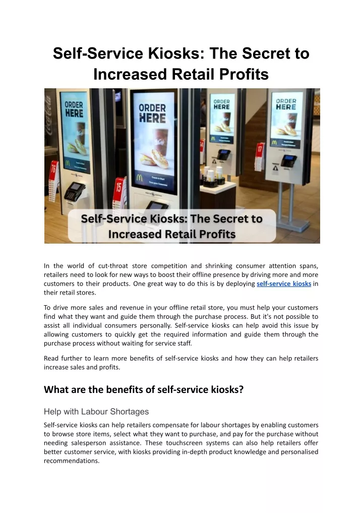 self service kiosks the secret to increased