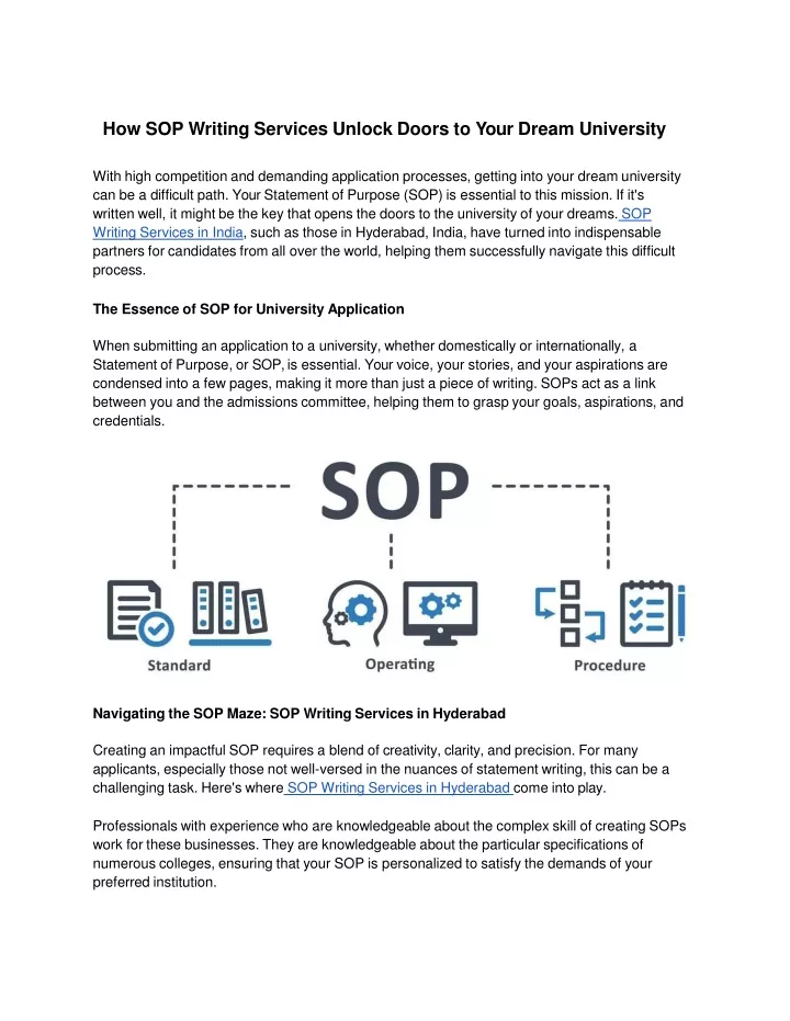how sop writing services unlock doors to your