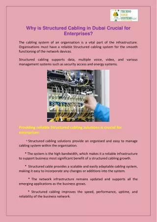 why is structured cabling in dubai crucial