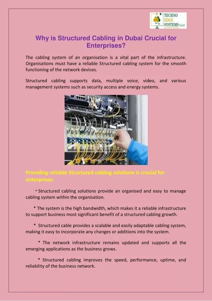 why is structured cabling in dubai crucial