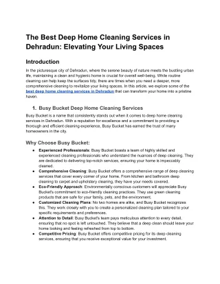The Best Deep Home Cleaning Services in Dehradun_ Elevating Your Living Spaces