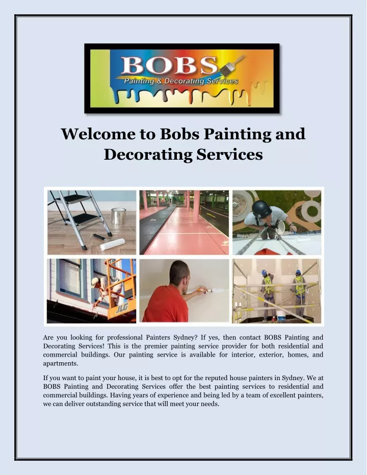 welcome to bobs painting and decorating services