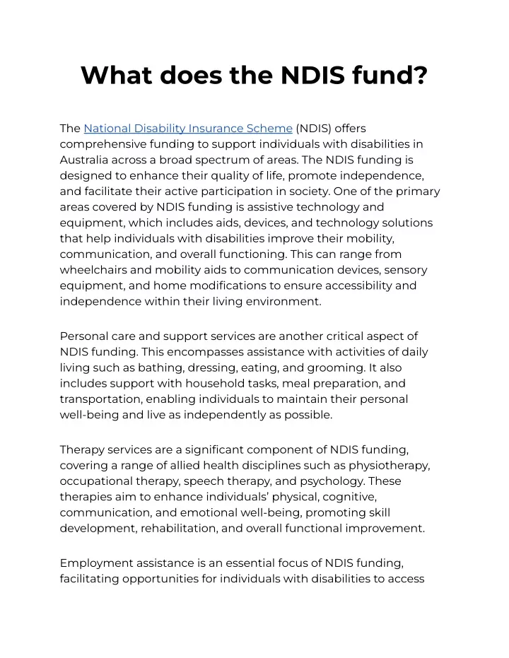 what does the ndis fund