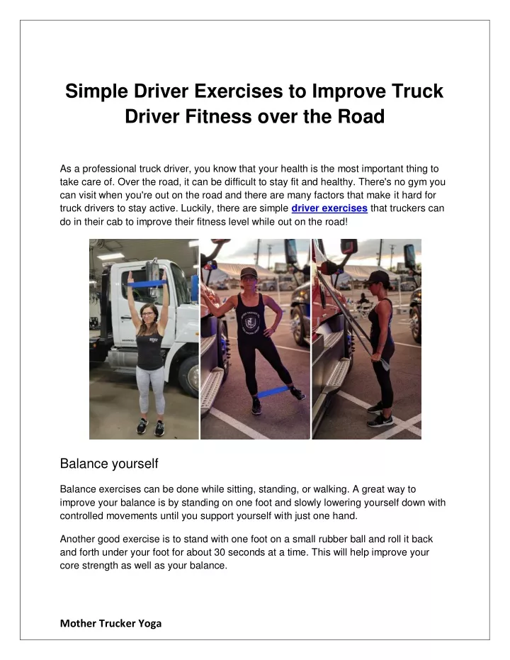 simple driver exercises to improve truck driver