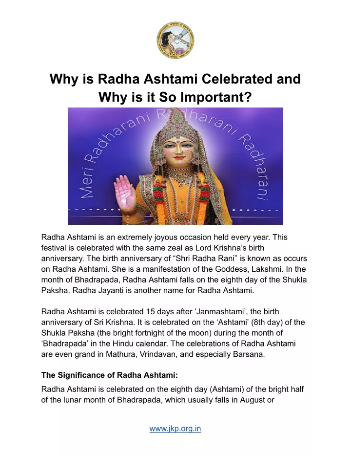 why is radha ashtami celebrated