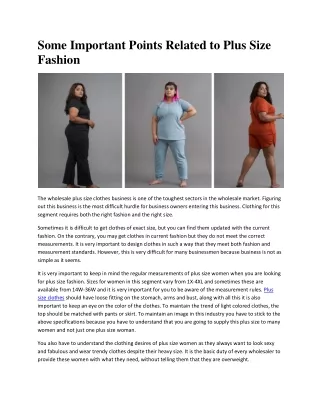 Some Important Points Related to Plus Size Fashion