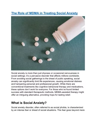 The Role of MDMA in Treating Social Anxiety