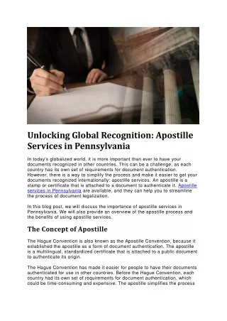 Apostille Services in Pennsylvania