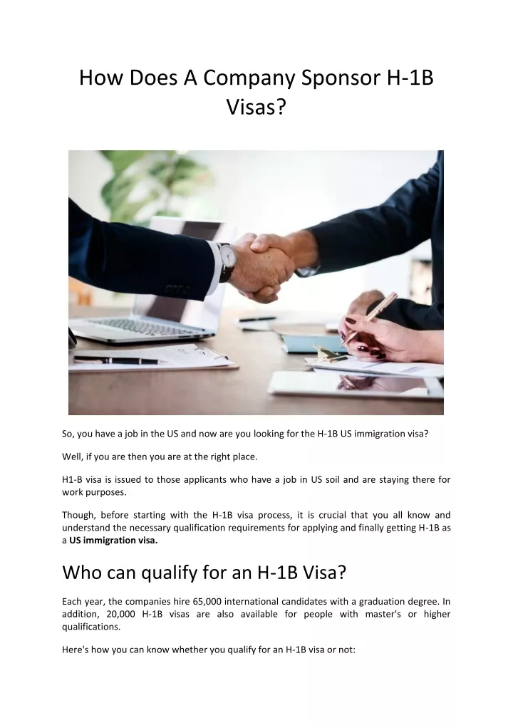 how does a company sponsor h 1b visas