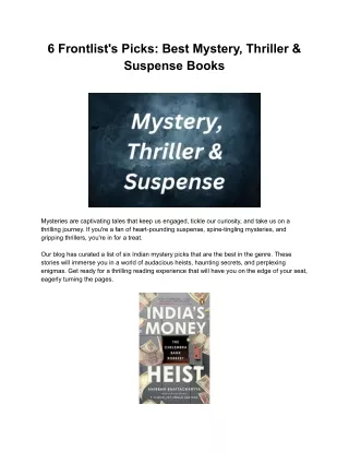 6 Frontlist's Picks: Best Mystery, Thriller & Suspense Books