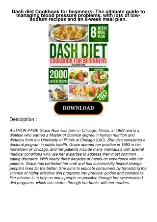 DOWNLOAD/PDF Dash diet Cookbook for beginners: The ultimate guide to managing blood