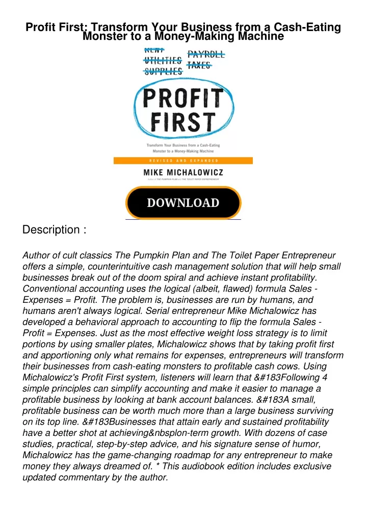 profit first transform your business from a cash