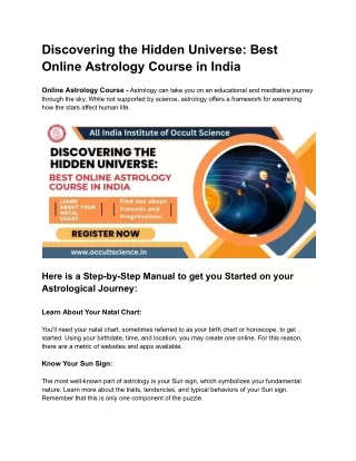 Discovering the Hidden Universe_ Best Online Astrology Course in India
