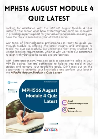 MPH516 August Module 4 Quiz Latest