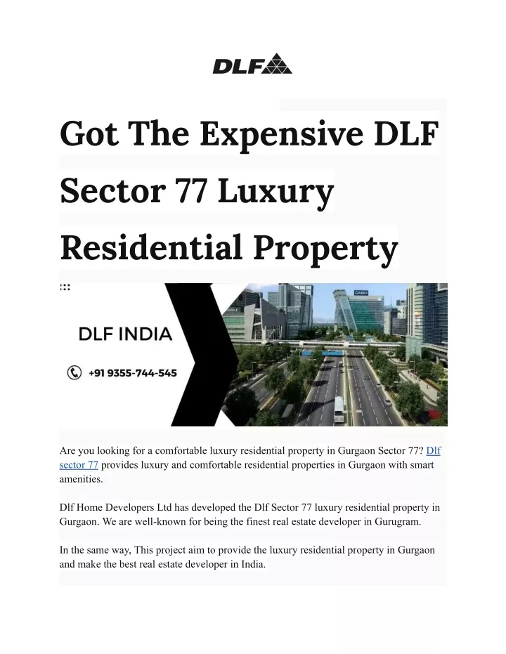 got the expensive dlf sector 77 luxury