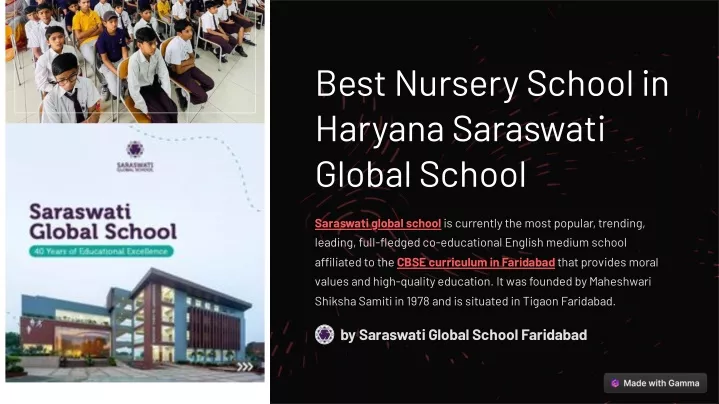 best nursery school in haryana saraswati global