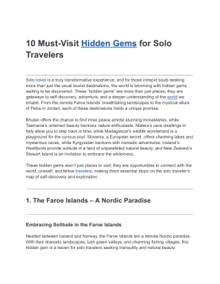 10 Must-Visit Hidden Gems for Solo Travelers