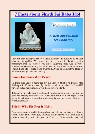 7 Facts About Shirdi Sai Baba Idol