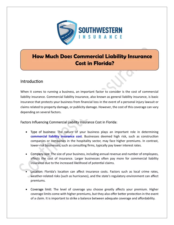 how much does commercial liability insurance cost