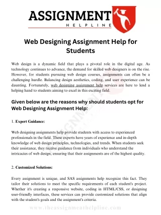 Web Designing Assignment Help for Students