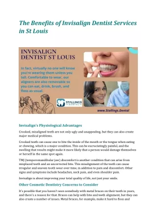 The Benefits of Invisalign Dentist Services in St Louis