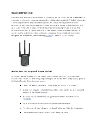 Wavlink Extender Setup