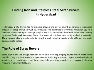 Finding Iron and Stainless Steel Scrap Buyers in Hyderabad