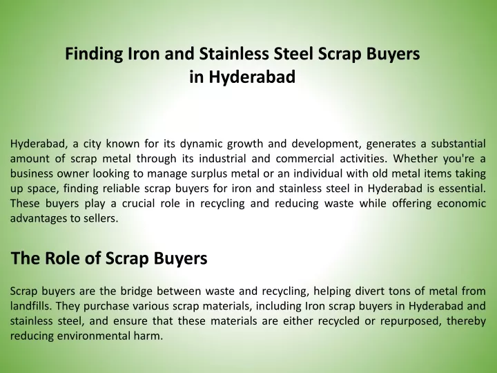 finding iron and stainless steel scrap buyers